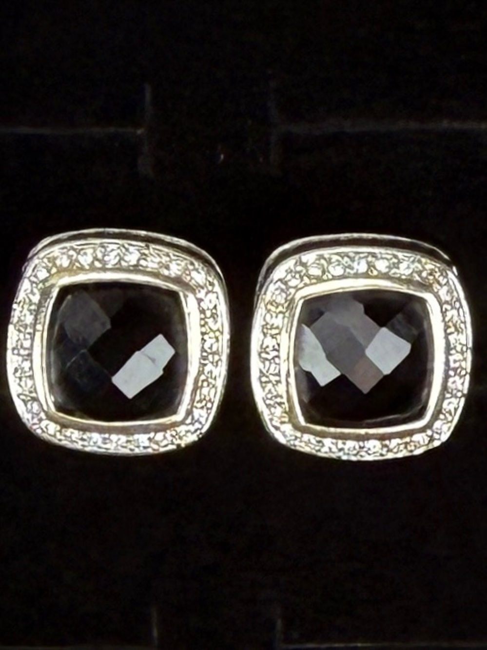 Vintage aged Silvertone chunky bling clip on earrings